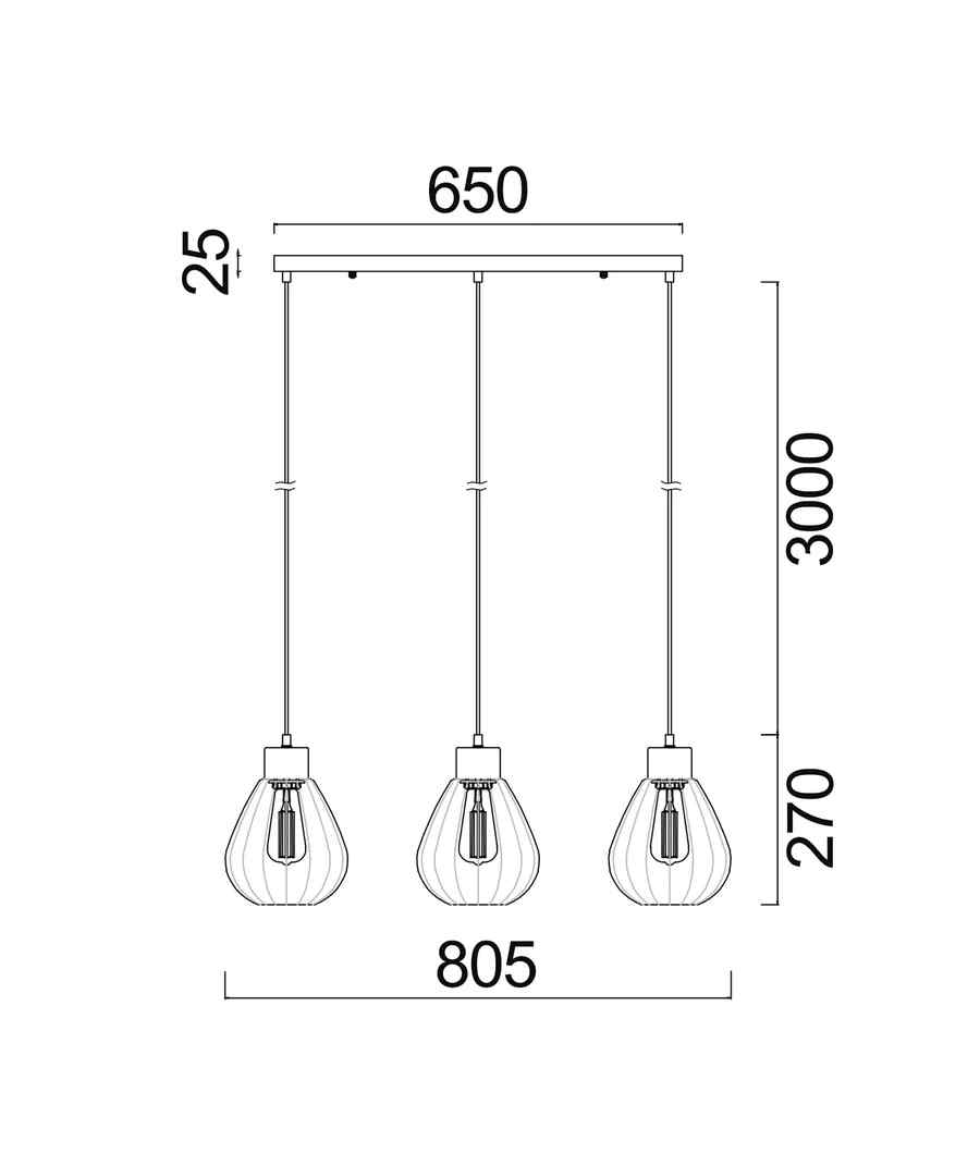 CLA TULIP: Interior Bronze Amber / Smokey Black Wine Glass Ribbed Multiple Bar Base Pendant Lights - Image 2