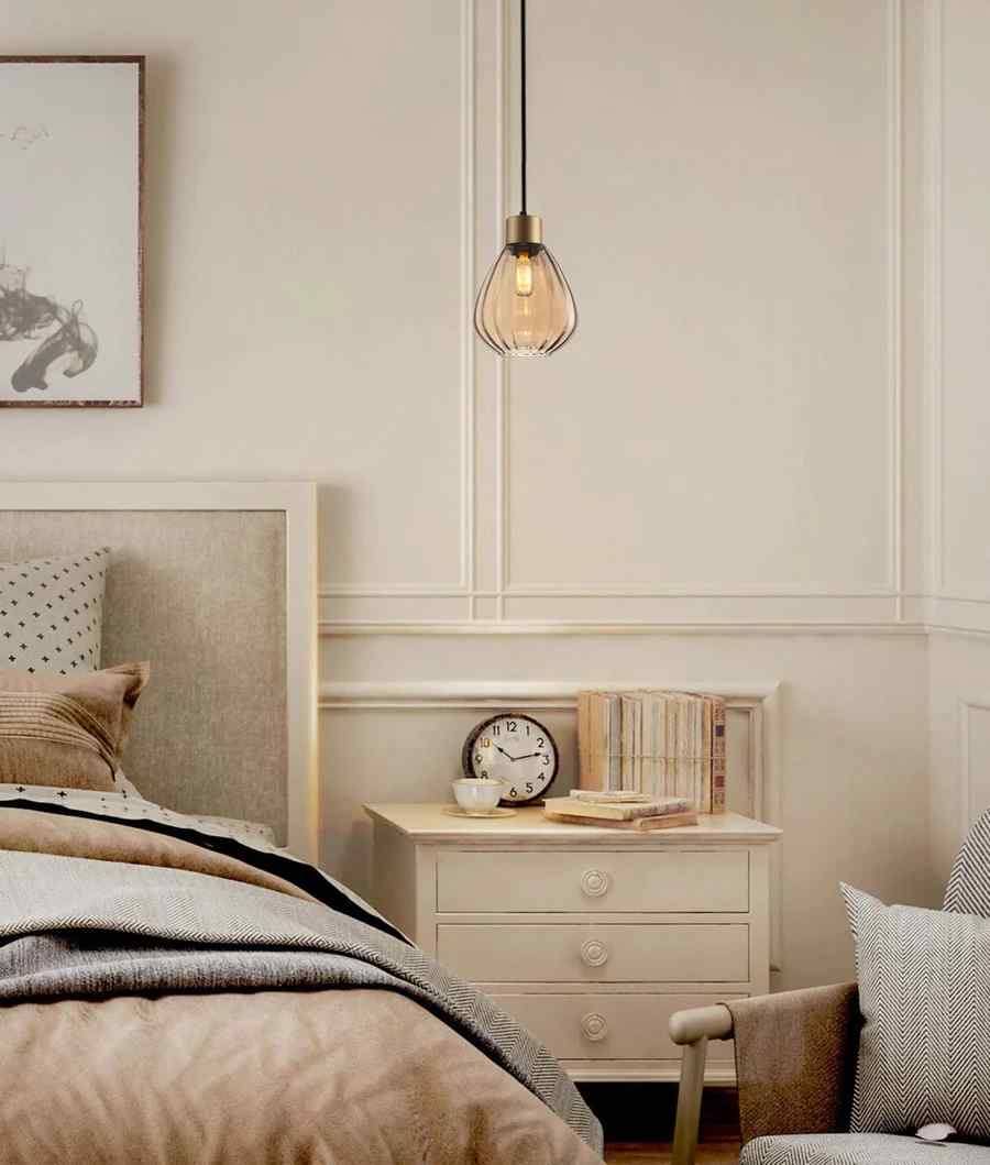 CLA TULIP: Interior Bronze Amber / Smokey Black Wine Glass Ribbed Pendant Lights - Image 2