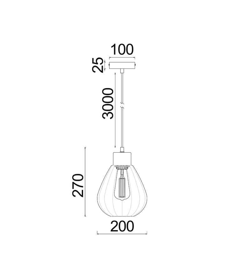 CLA TULIP: Interior Bronze Amber / Smokey Black Wine Glass Ribbed Pendant Lights - Image 4