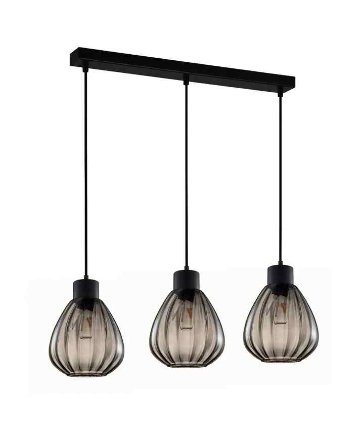 CLA TULIP: Interior Bronze Amber / Smokey Black Wine Glass Ribbed Multiple Bar Base Pendant Lights - Image 3