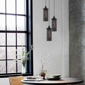 CLA VENETO: Industrial Aged Decorative Multiple Black Mesh Pendant Light