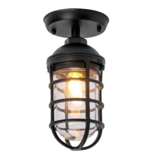 CLA VILLAKU: Exterior Cylinder Aluminium & Glass with Cage Ceiling / Wall Lights IP44