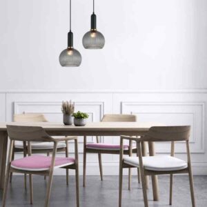 CLA VINTAJ: Interior Wine Glass Shape Ribbed Glass Pendant Lights