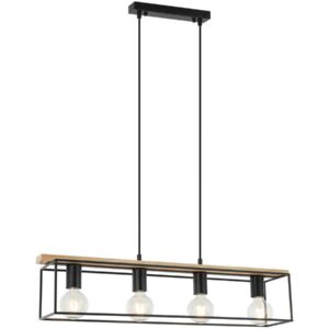 CLA VIRUN: Interior Rectangular Frame Wood with Black Hardware Pendant Light