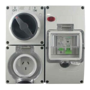 CGS IP66 RCD Protected Combination Switched Outlet 3 Pin – 250V 15A