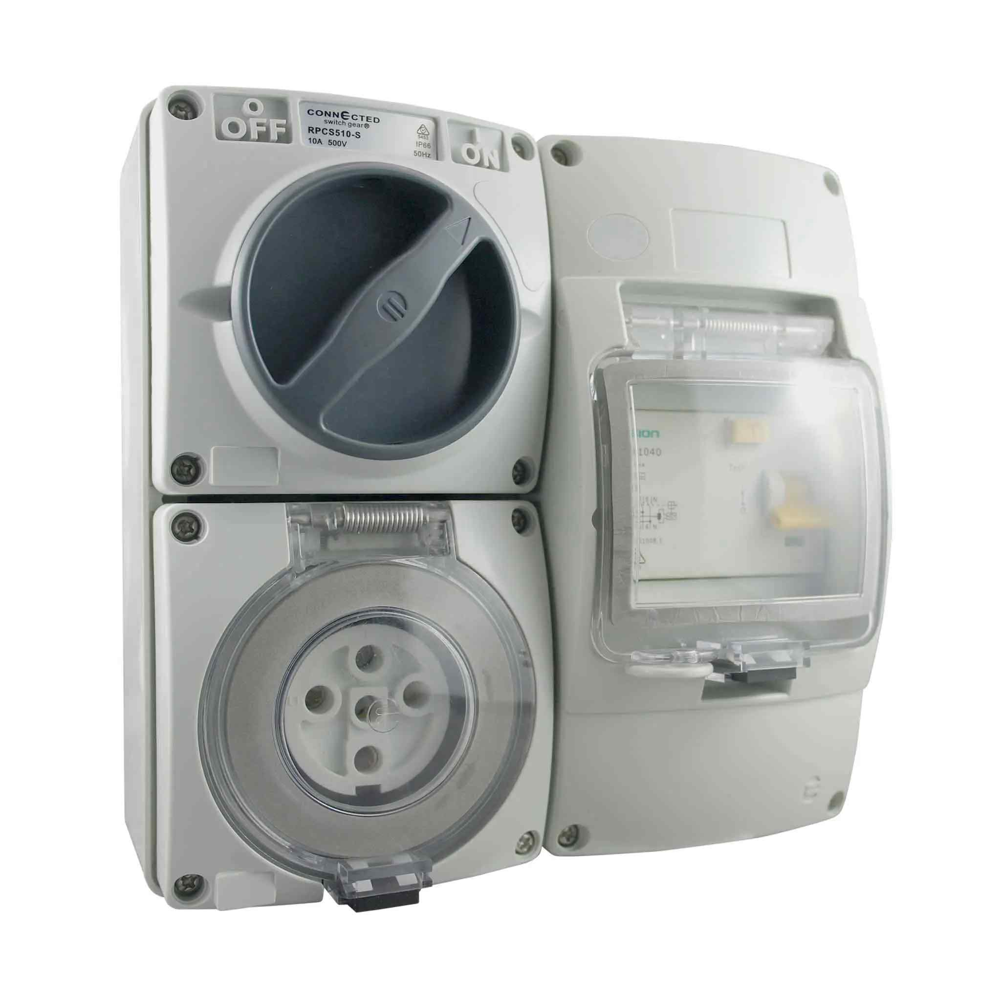 CGS RCD Protected Combination Switched Outlet 5 Pin 10A 500V IP66 RPCS510-S