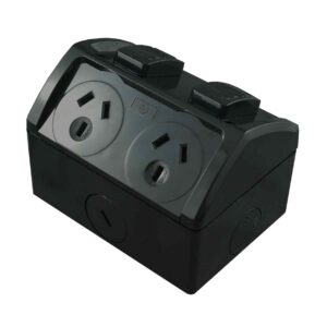 CGS Weatherproof GPO Double 10A – Integrated Connection Black WPOD10NCB