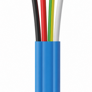 1.5mm² blue air conditioning interconnecting cable, 3 core and earth, with exposed coloured copper conductors.