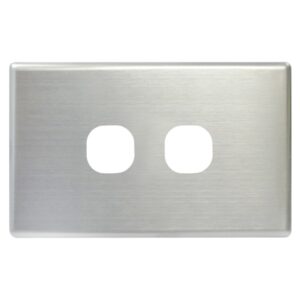 TradeSave Switch Cover Plate, 2 Gang, Brushed Steel, Suits Slim Series - TSESW2S/BSC
