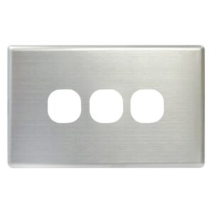 TradeSave Switch Cover Plate, 3 Gang, Stainless Steel, Suits Slim Series - TSESW3S/SC