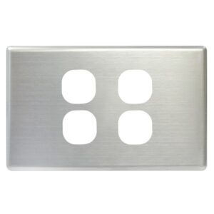 TradeSave Switch Cover Plate, 4 Gang, Brushed Steel, Suits Slim Series - TSESW4S/BSC