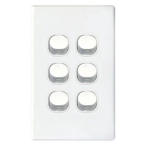 TradeSave Switch Slim, Vertical, 6 Gang, 16A, Two Way - TSESW6S/V