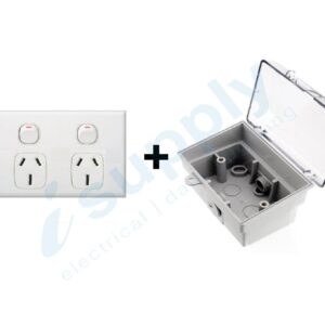 DEXTON Double Power Point 15 amp + Weatherproof Box Lock Clear Lid