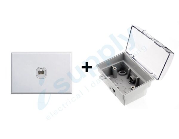 DEXTON Rj45 Data Outlet Point + Weatherproof Box Lock Clear Lid