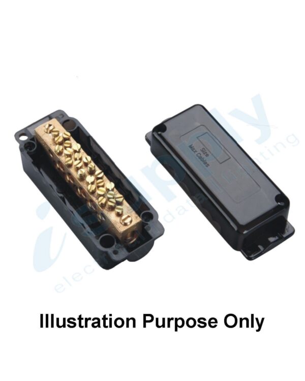7 Hole Neutral Link 350 amp Black
