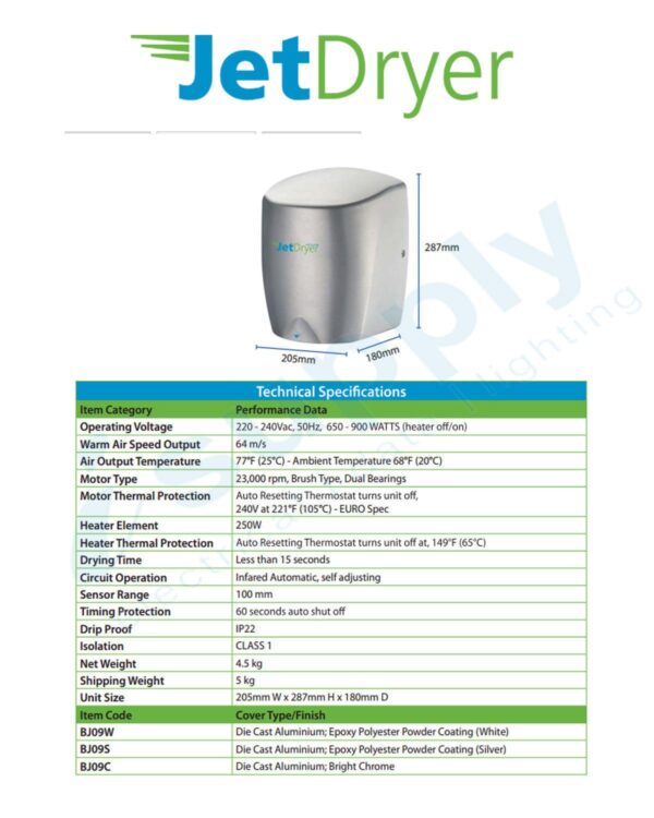 JETDRYER JETLITE MODEL WHITE JDLITE-W - Image 3