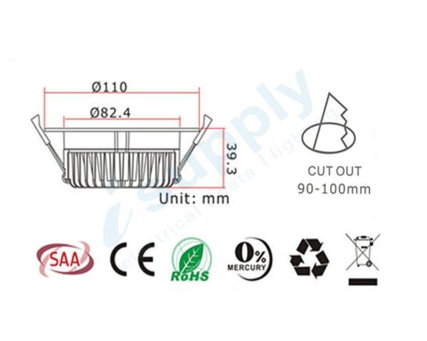 NLS 12WATT SAMSUNG LED DOWN LIGHT KIT DIMMABLE WARM 3000K - Image 3