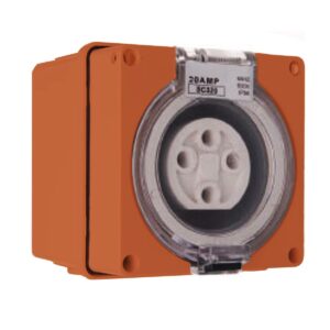 PULSET Single Phase 4 Round Pin Socket 50 Amp Resistive Orange IP/SC450/RO