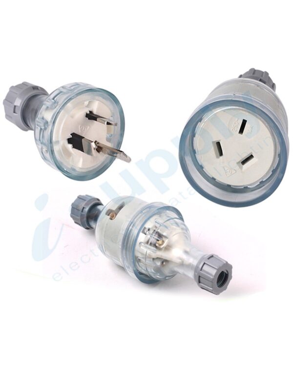 10 x 10A 3 Pin MALE Extension Lead Plug Transparent 250V Volt 10 Amp - Image 3