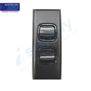 TRANSCO Black Light Switch 2 Gang Architrave Double Pole 240 Volt 10 Amp