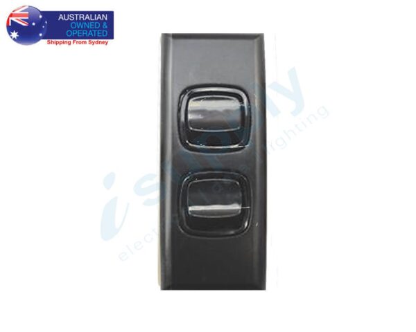TRANSCO Black Light Switch 2 Gang Architrave Double Pole 240 Volt 10 Amp