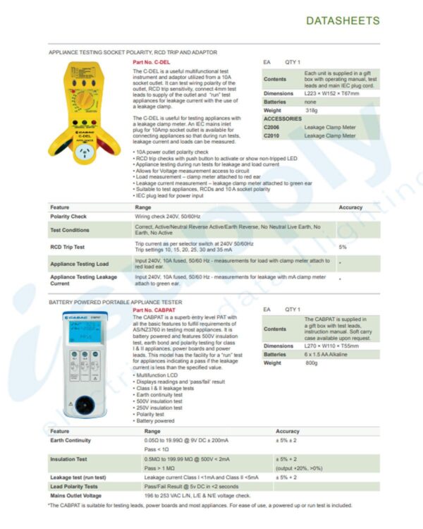 CABAC BATTERY POWERED APPLIANCE TESTER CABPAT - Image 3
