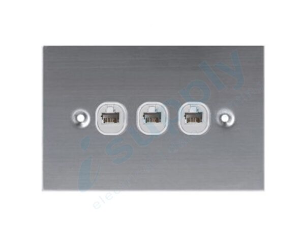 DEXTON DATA INTERNET RJ45 FLAT STAINLESS STEEL SWITCH 3 Gang