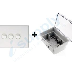 DEXTON Triple Light Switch 3 Gang + Weatherproof Box Lock Clear Lid