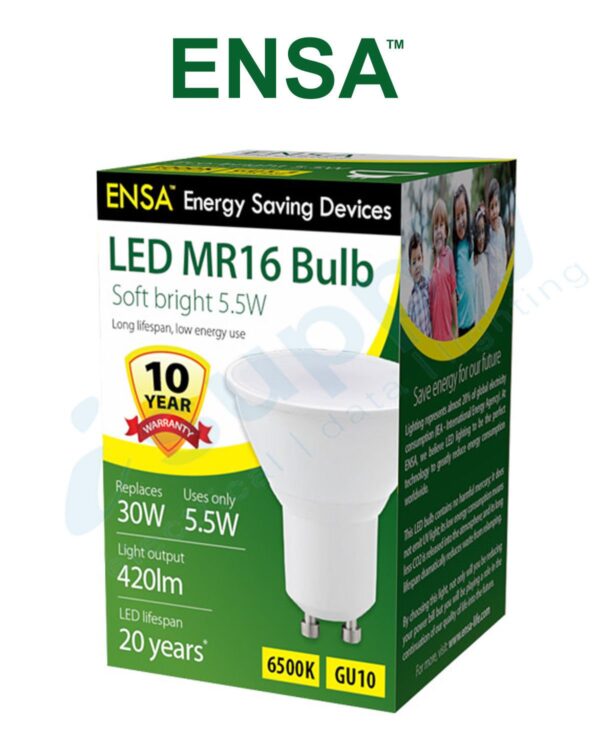 ENSA 5.5W LED MR16 DownlightGU10 Bayonet (3000K) LEDGL5WGU3K - Image 3