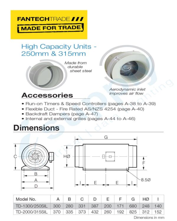 FANTECHTRADE Fan In-Line 200mm 1phase TD Silent series FANTD-800/200 - Image 4