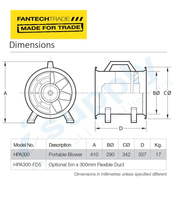 FANTECHTRADE PVC Fire Retardant Duct – 5m x 300mm FANHPA300-FD5 - Image 4