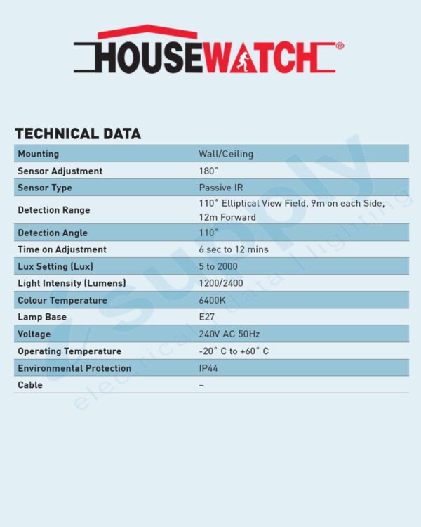 HOUSEWATCH SENSOR TWIN SPOT OS-1-TS & PAR38 ENERGY SAVING LAMP WHITE 55-005