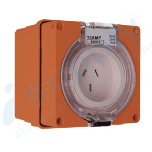 PULSET Single Phase 3 Flat Pin Socket 10 Amp Resistive Orange IP/SC310/RO