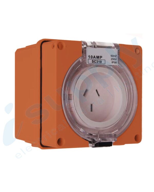 PULSET Single Phase 3 Flat Pin Socket 10 Amp Resistive Orange IP/SC310/RO