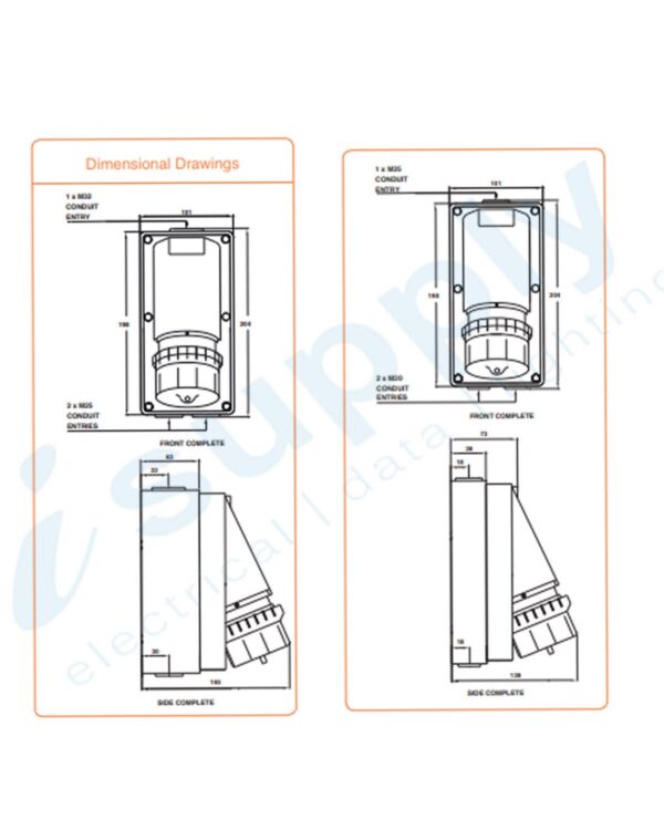 PULSET Three Phase 5 Pin 10Amp Appliance Inlet IP66 IP/AI510 - Image 4
