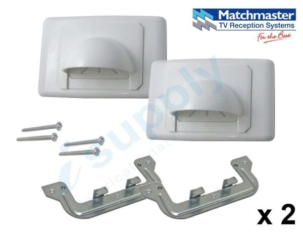 MATCHMASTER 2 Bull Nose Bullnose Protruding Cable Inwall Management Wall Plate Wallplate WHT