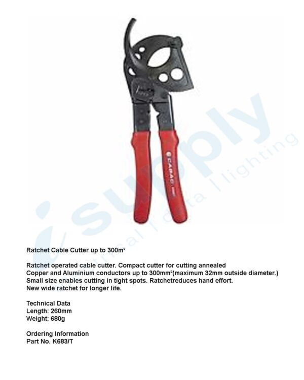 CABAC RATCHET CABLE CUTTER UP TO 300MM2 K683/T - Image 3