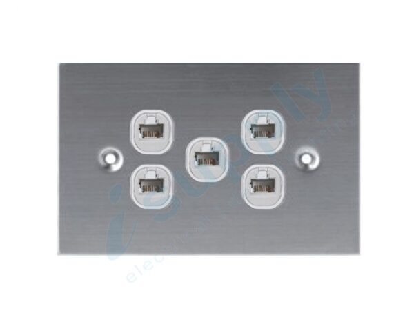 DEXTON DATA INTERNET RJ45 FLAT STAINLESS STEEL SWITCH 5 Gang