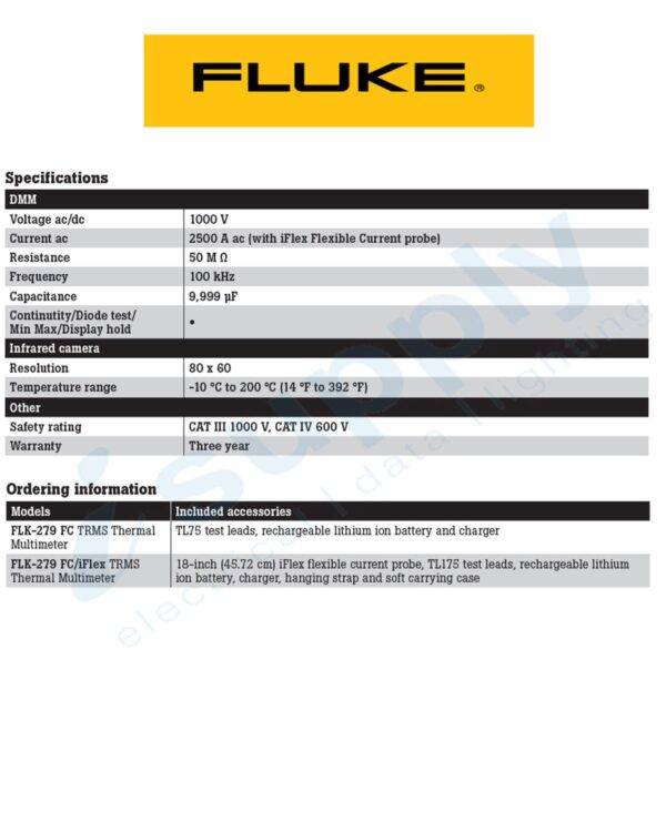 Fluke THERMAL MULTIMETER, FC, TRMS FLU279FC - Image 3