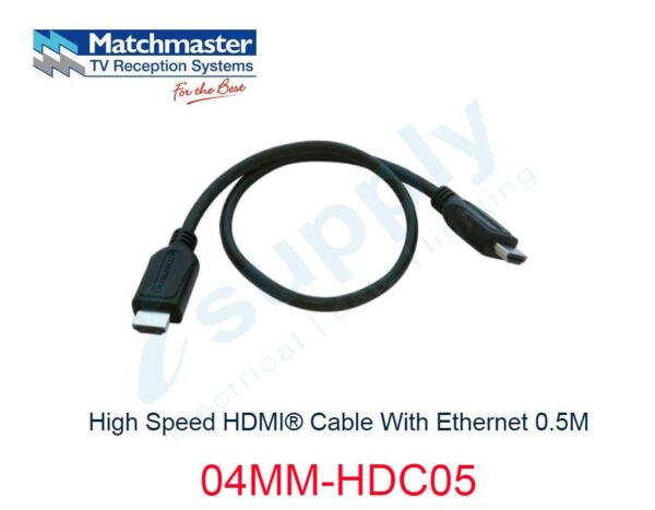 MATCHMASTER High Speed HDMI® Cable With Ethernet 0.5M 04MM-HDC05