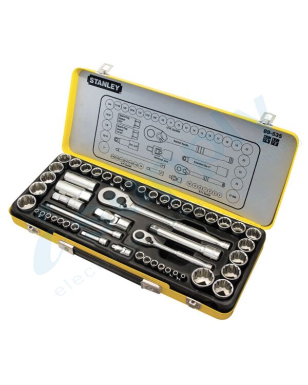 STANLEY 50 Pce 1/4" & 1/2" Metric & A/F Socket Set 89.535 89-535