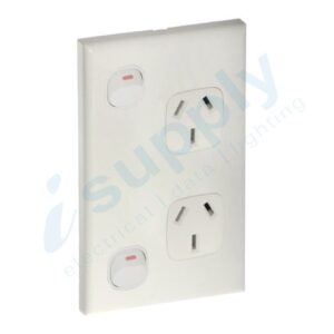 DEXTON Vertical Double Power Point White GPO Electrical Powerpoint 10A DXWGPO2V