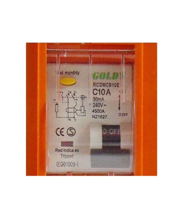 10 amp Portable Power Outlet Power Point Socket RCBO Protected Orange - Image 4