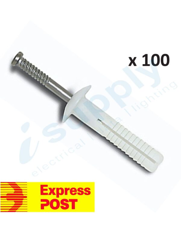 100 x Nylon Nail In Plug Mushroom head Masonry Anchor Tappets 5mm x 40mm EXPRESS