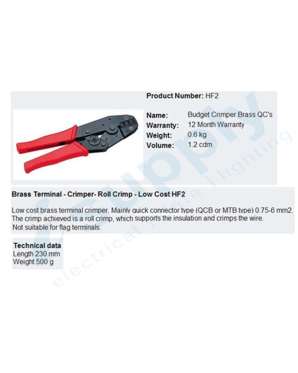 Cabac HF2 CRIMPER ? 230mm ? BUDGET BRASS TERMINAL CRIMPER - Image 4