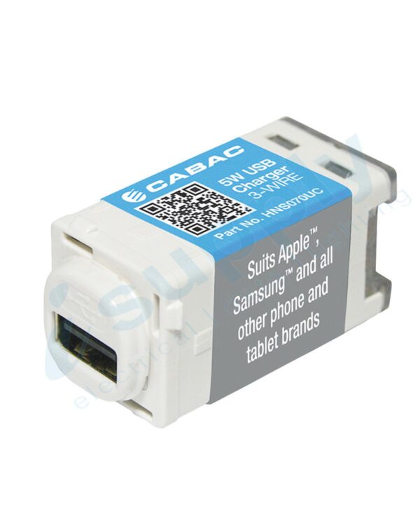 CLIPSAL Compatible Cabac S-Click USB Charger 5W 3-Wire 5.2V 1A HNS070UC - Image 2