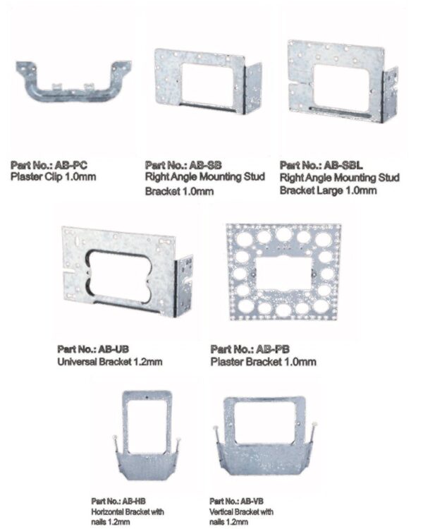 100 x Clipsal Compatible stud bracket metal bent angle nail vertical / horizontal