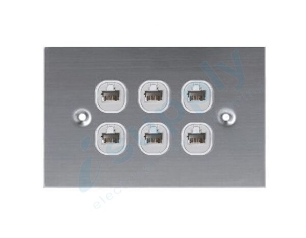 DEXTON DATA INTERNET RJ45 FLAT STAINLESS STEEL SWITCH 6 Gang