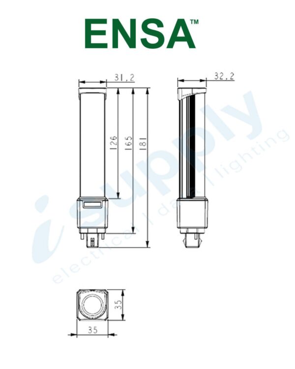 ENSA 10W LED PL G24D 2-Pin Light Bulb (3000K) LEDG24D10W3K - Image 3