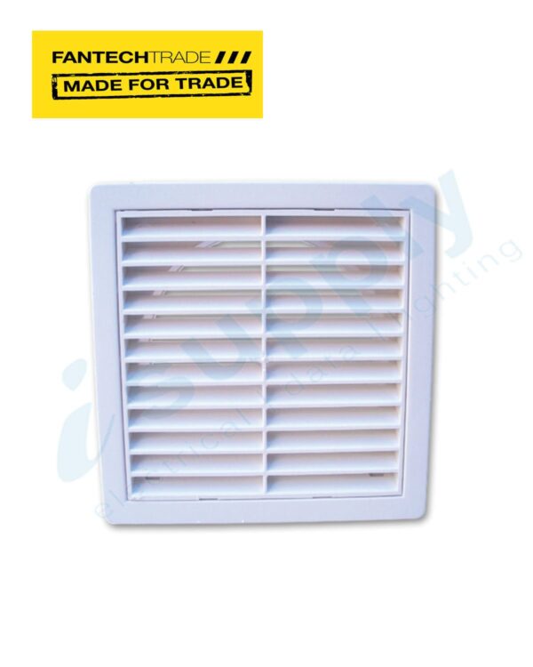 FANTECHTRADE 100mm External Plastic Fixed Louvre c/w flywire FANPFL100PK